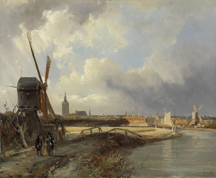 View of the Hague Painting by Cornelis Springer