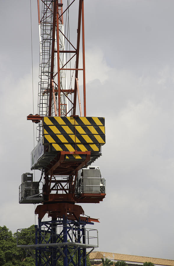 View of the middle section of a crane in Singapore Photograph by Ashish Agarwal