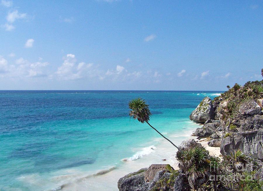 View of the Ocean at Tulum Photograph by Tom Doud