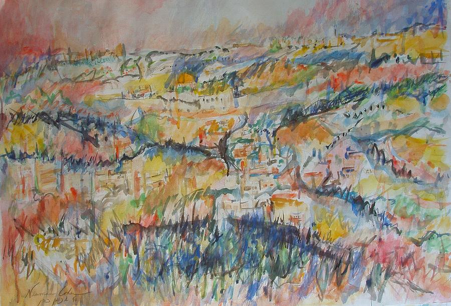 View of the Old City of Jerusalem Painting by Esther Newman-Cohen