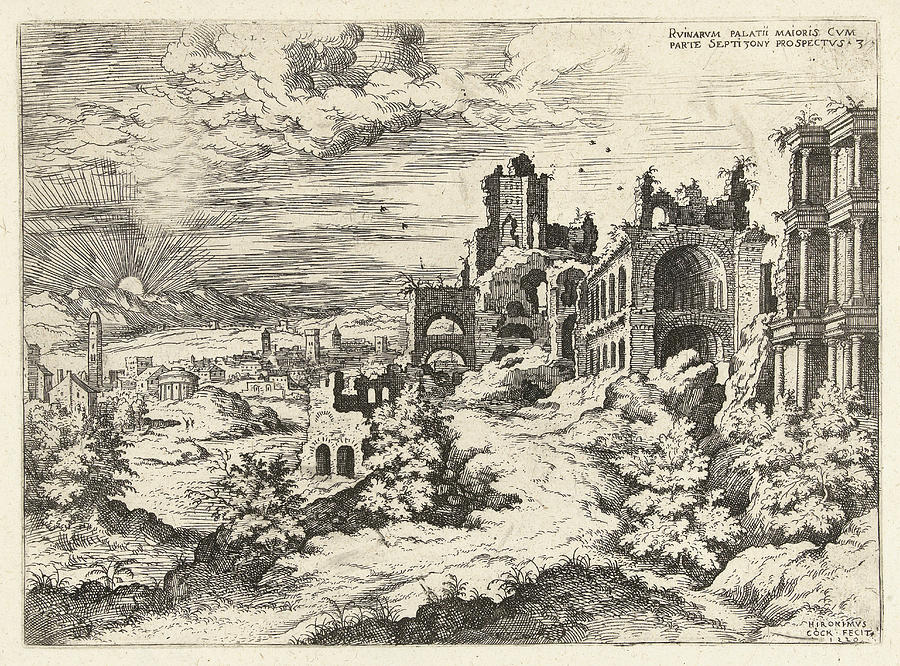 View Of The Palatine With Sunrise, Hieronymus Cock Drawing by ...