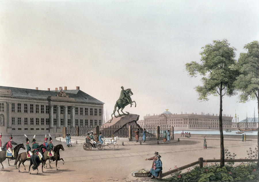 Architecture Drawing - View Of The Place Of Peter The Great by Mornay