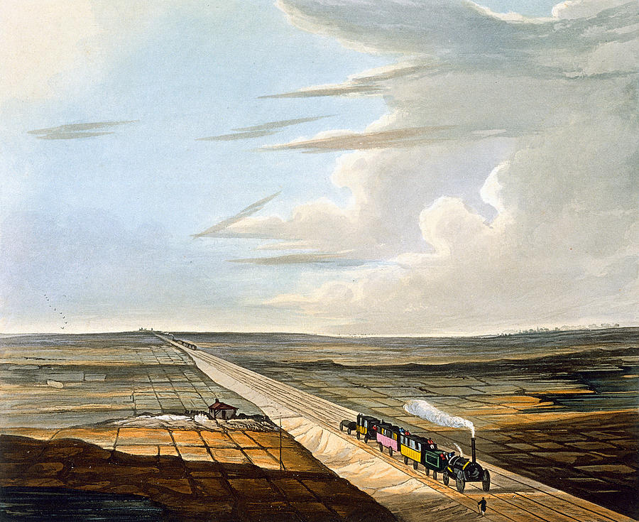 Train Drawing - View Of The Railway Across Chat Moss by Thomas Talbot Bury