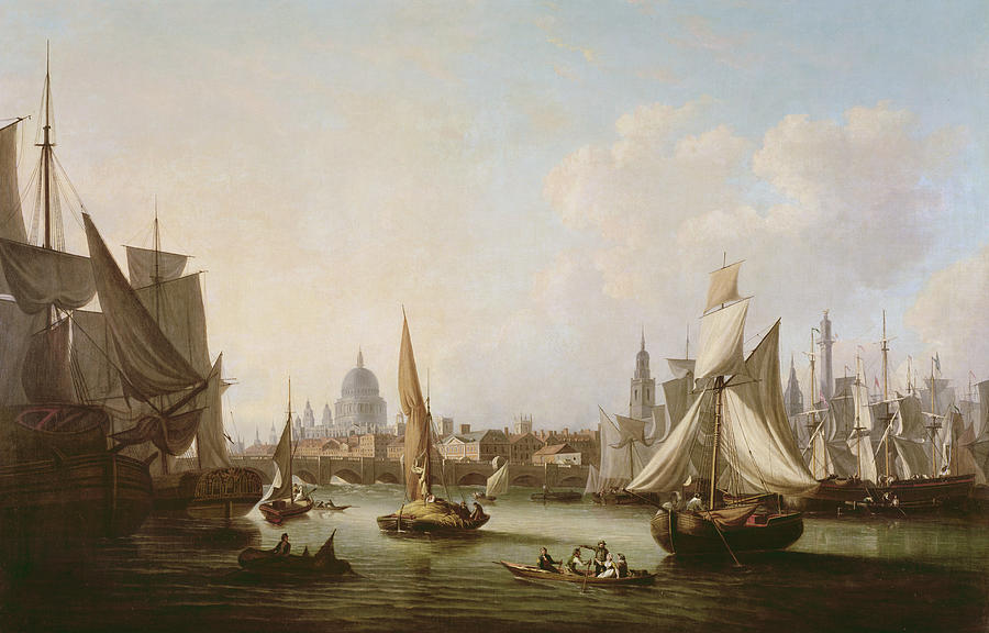 London Painting - View Of The River Thames  by John Thomas Serres