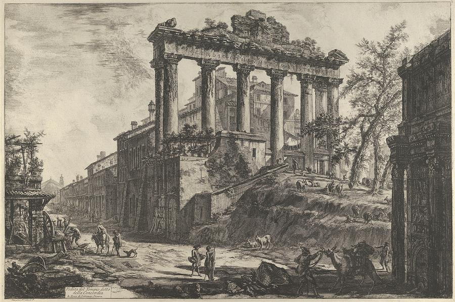 Giovanni Battista Piranesi Drawing - View Of The So-called Temple Of Concord by Giovanni Battista Piranesi