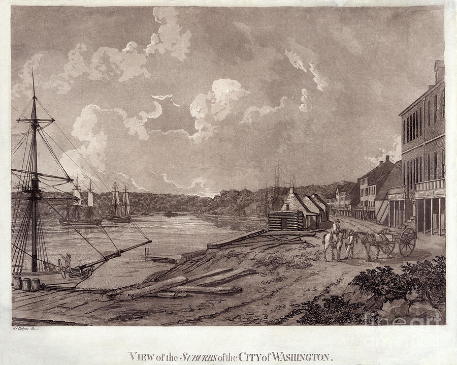 View of the suburbs of the city of Washington - 1795 Drawing by Pablo Romero