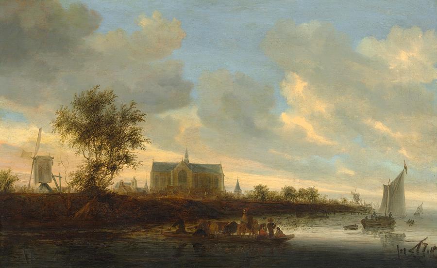 Landscape Painting - View of the Town of Alkmaar by Salomon van Ruysdael