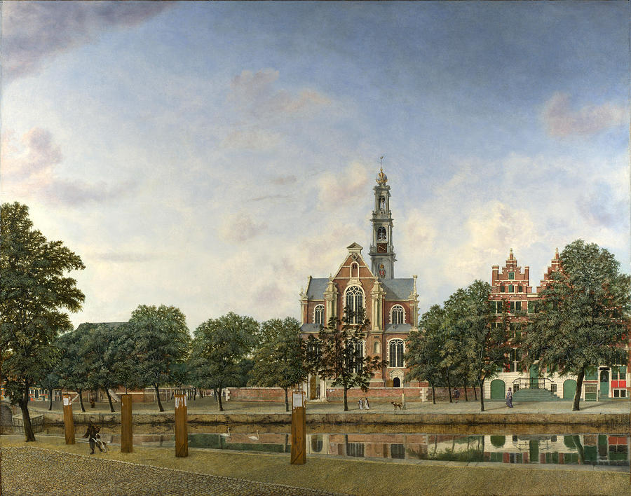 View of the Westerkerk Amsterdam Painting by Jan van der Heyden