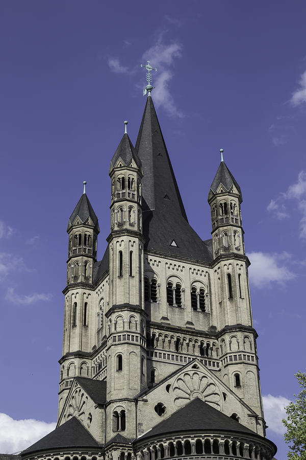 Romanesque Photograph - View of Tower Great St Martin Church Cologne by Teresa Mucha