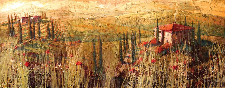 Wine Painting - View of Tuscany by Christopher Clark