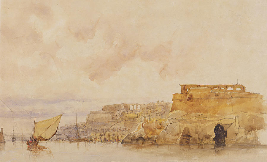 Boat Painting - View of Valetta by James Holland