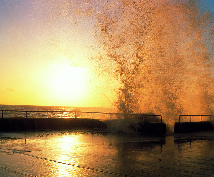 View Of Waves Crashing Over A Sea Wall At Dawn Photograph by Science Photo Library View Of Waves Crashing Over A Sea Wall At Dawn Photograph by Science Photo Library