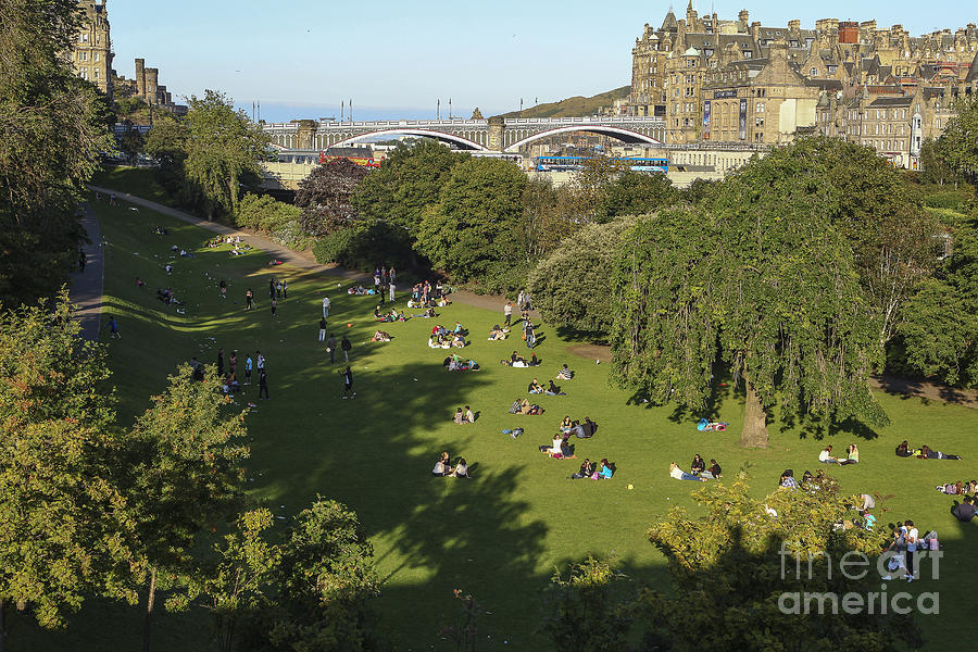 View on Edinburgh with Princess Street Gardens Photograph by Patricia Hofmeester