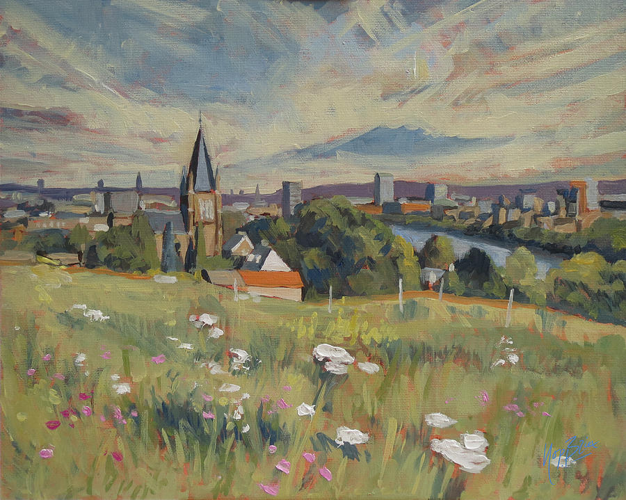 Landscape Painting - View on Maastricht by Nop Briex