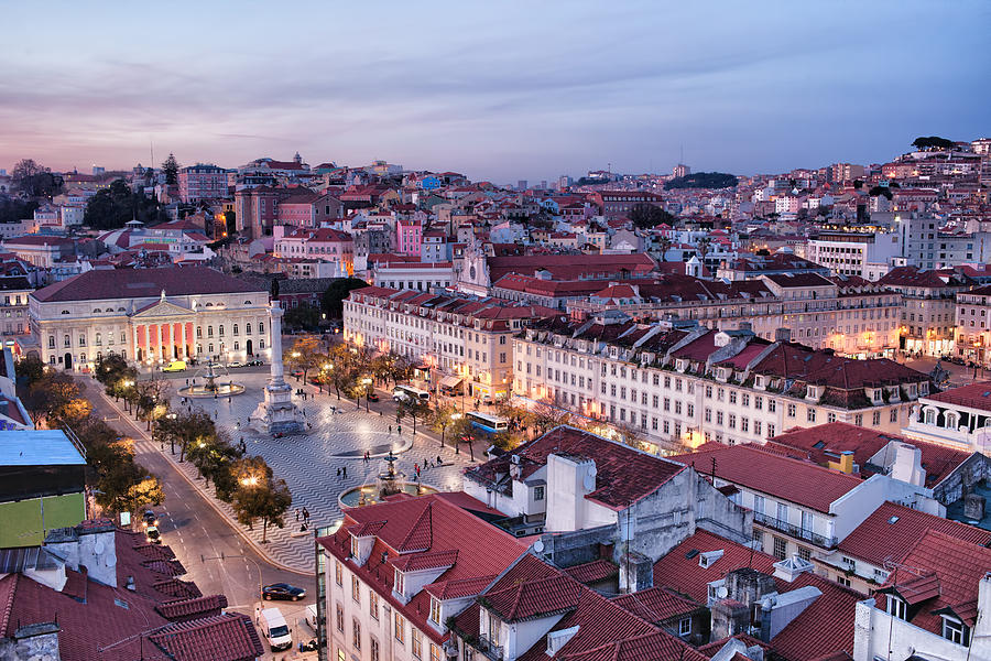 View Over City of Lisbon at Dusk in Portugal Photograph by Artur Bogacki