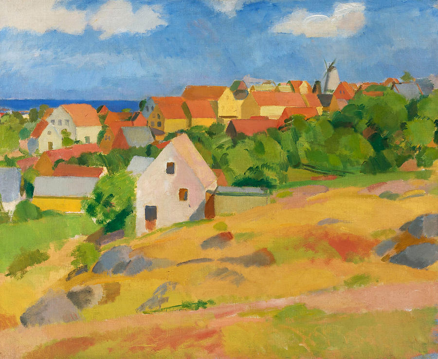 Tree Painting - View over Gudhjem by Karl Isakson