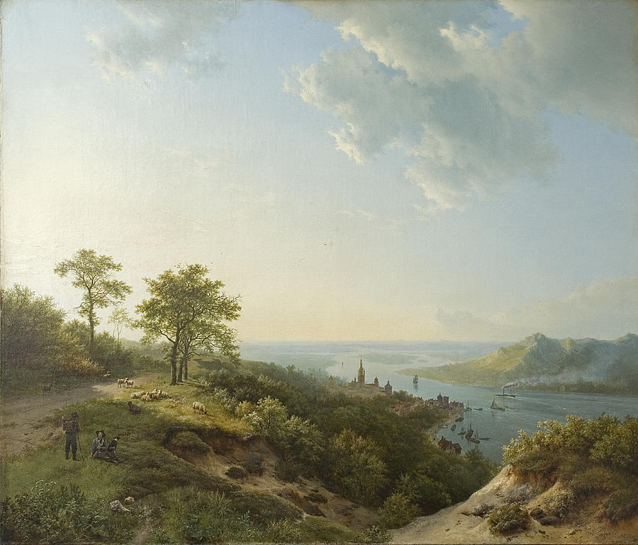 Sheep Painting - View Over Heidelberg, 1837 by Barend Cornelis Koekkoek