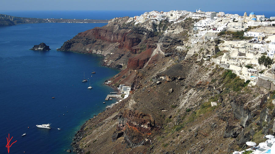 Boat Photograph - View over IA Village Santorini Greece by Colette V Hera Guggenheim