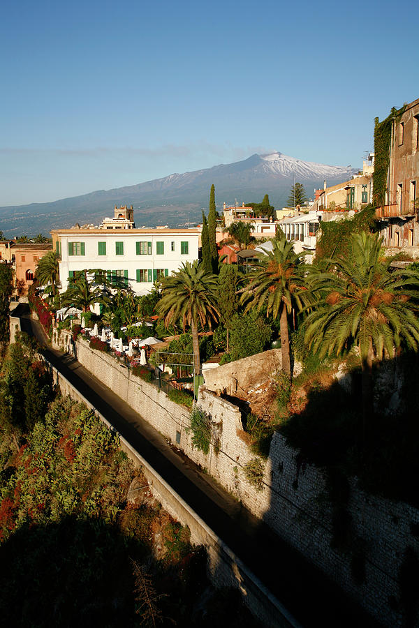 Architecture Photograph - View Over Taormina And Mountain Etna by Yadid Levy