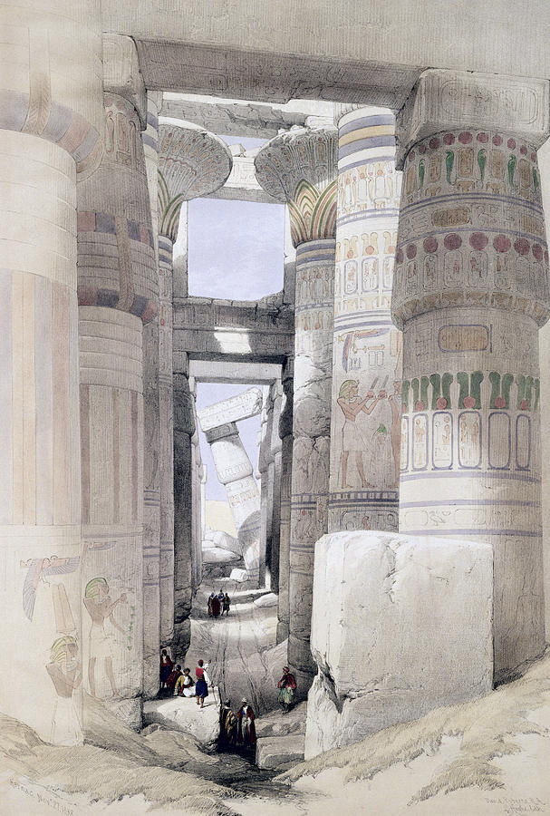 Ruins Drawing - View Through The Hall Of Columns by David Roberts