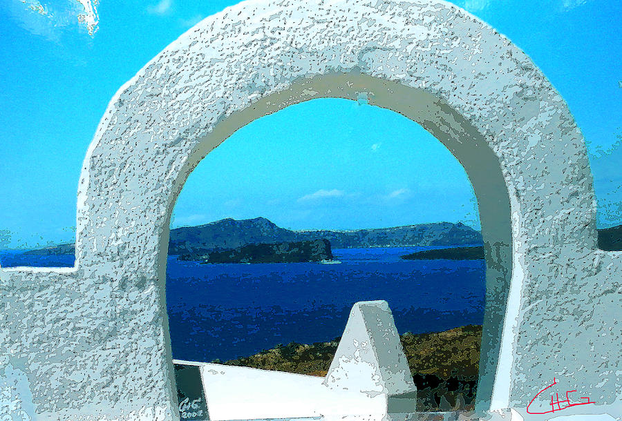 Colette Photograph - View to Thirasia Island from Santorini Island Greece by Colette V Hera Guggenheim