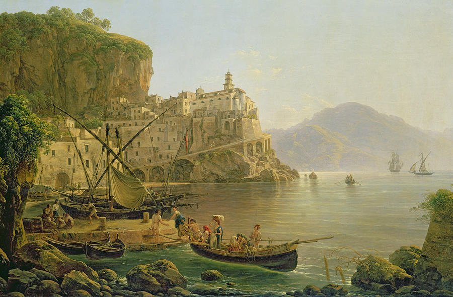 Architecture Painting - View Towards Atrani on the Amalfi by Joseph Rebell