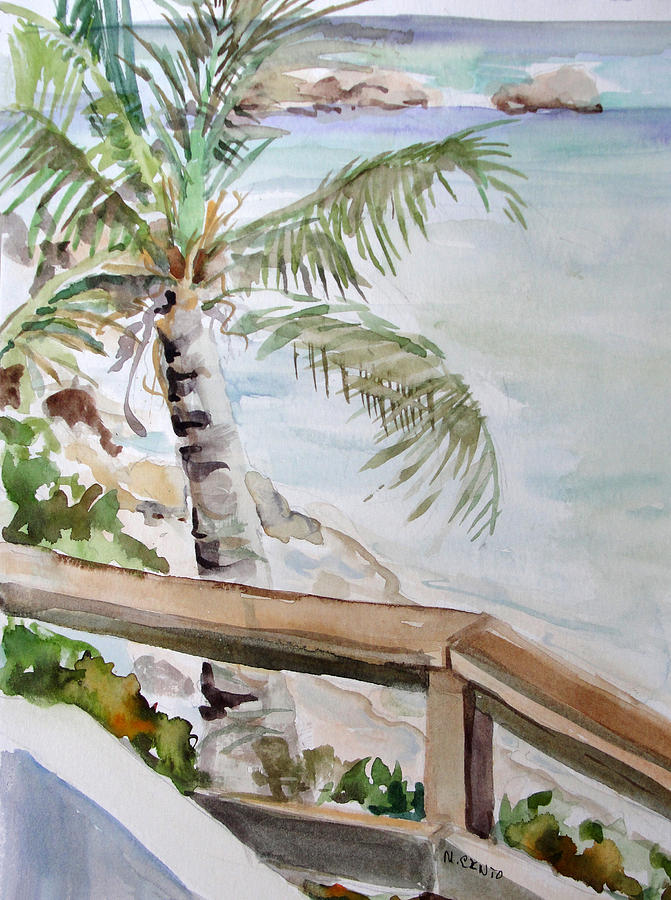 View with Palm Tree Painting by Mafalda Cento