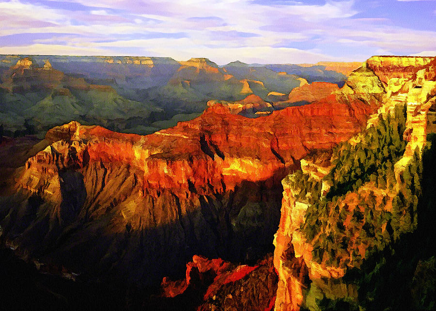 Grand Canyon National Park Painting - View - Yavapai Point by Bob and Nadine Johnston