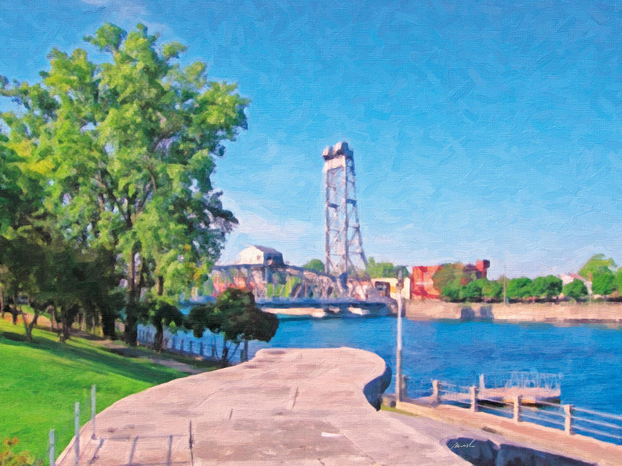 Welland Ship Canal Painting - Viewing Platform  by The Art of Marsha Charlebois