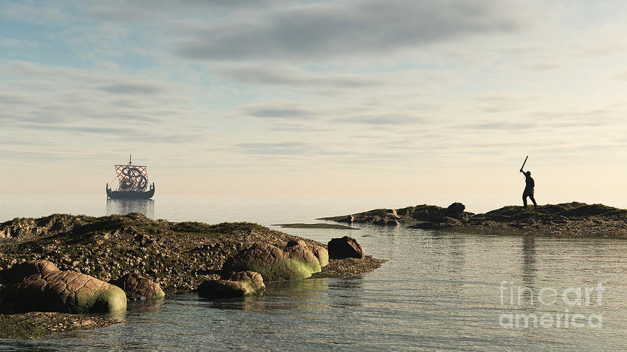 Fantasy Photograph - Viking Longship - Homeward Bound by Fairy Fantasies