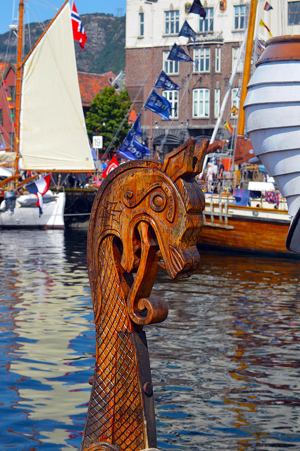Bergen Photograph - Viking Ship - 2014 International Sailing Festival in Bergen Norway by Carol Eliassen
