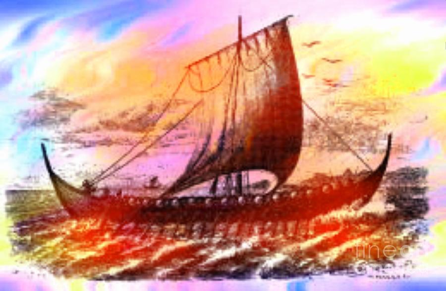 Viking Ship Digital Art by Steven  Pipella