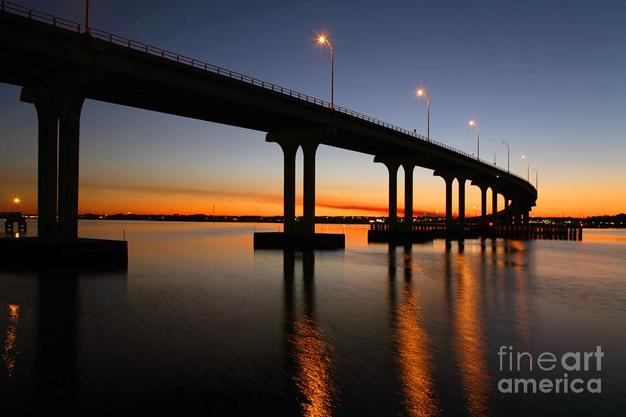Sunset Photograph - Vilano Bridge at dusk St Augustine Florida by Bill Cobb