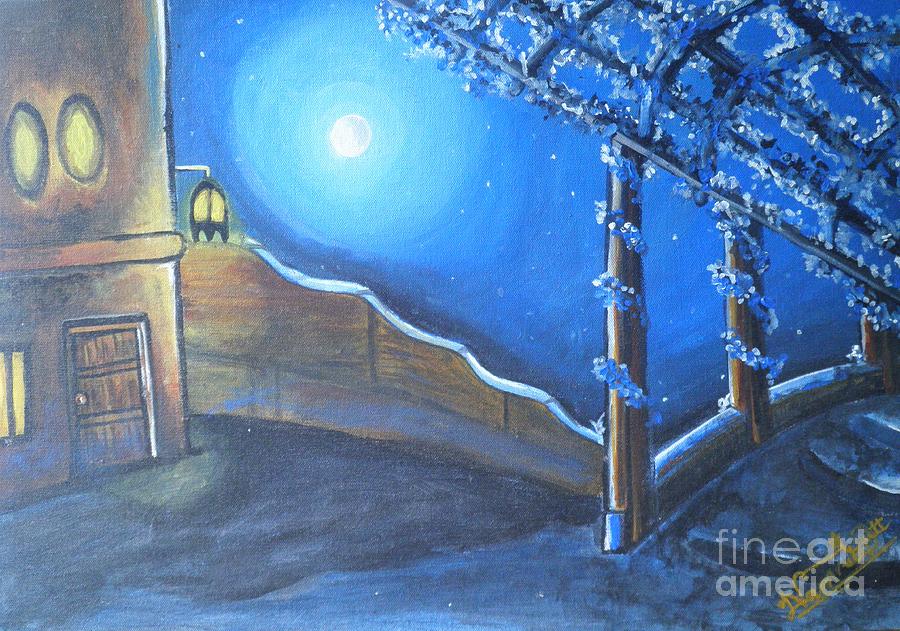 Village Compound Moon Light Painting