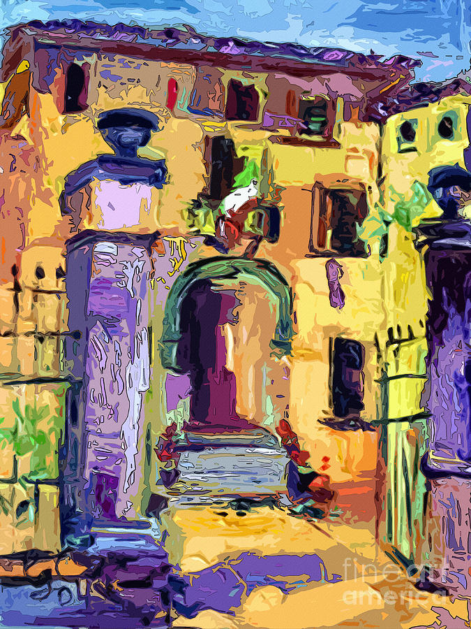 Village in Italy Government Building Painting by Ginette Callaway