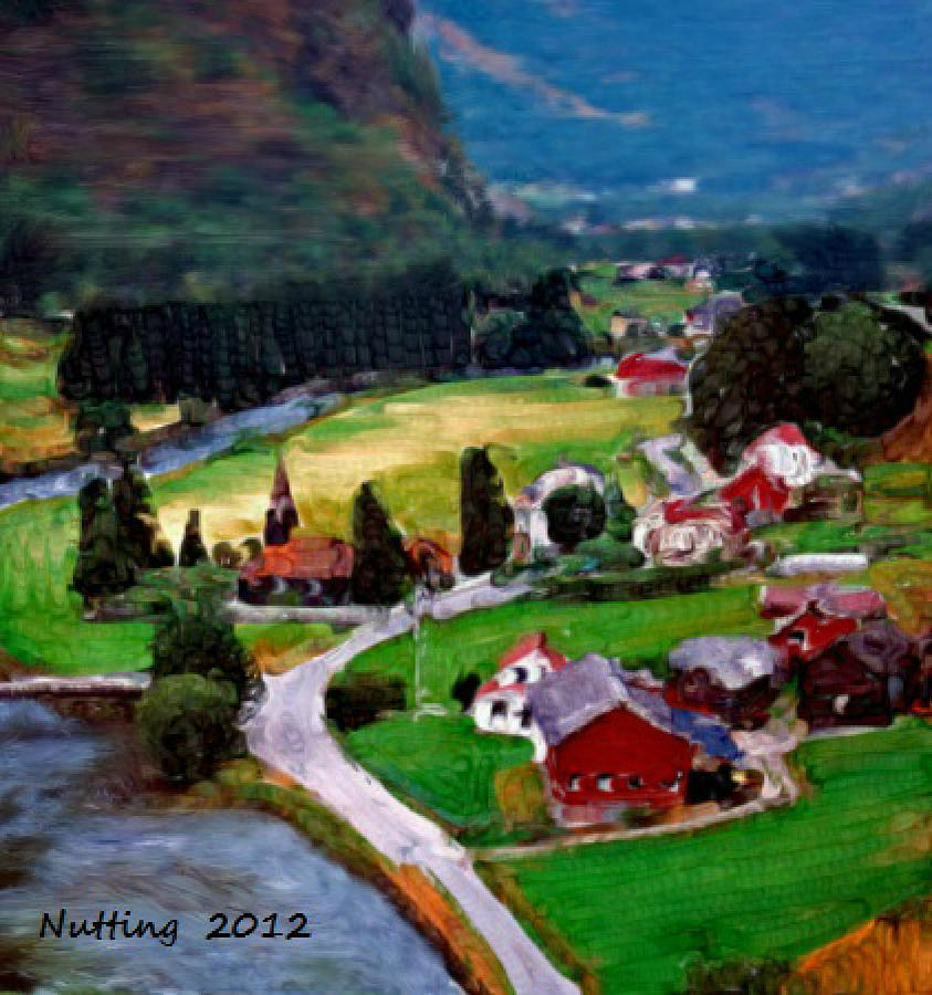 Village in the Mountains Painting by Bruce Nutting
