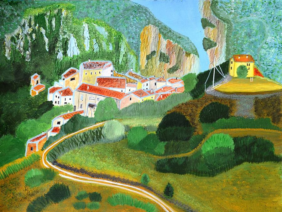 Village in the Mountains  Painting by Magdalena Frohnsdorff