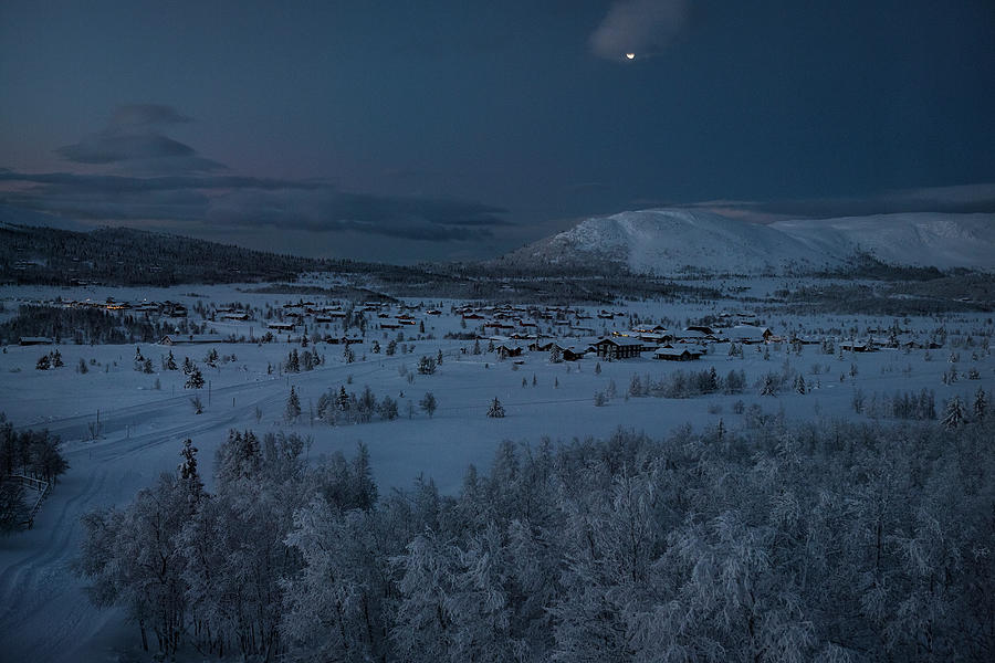 Village In Winter Snow Landscape At Photograph by Betsie Van Der Meer