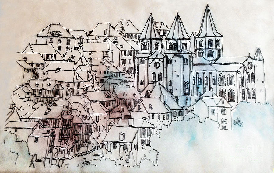 Village Drawing by Lynellen Nielsen