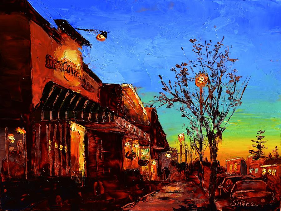 Nocturne Painting - Village Night by Lynee Sapere Nocturne Painting - Village Night by Lynee Sapere