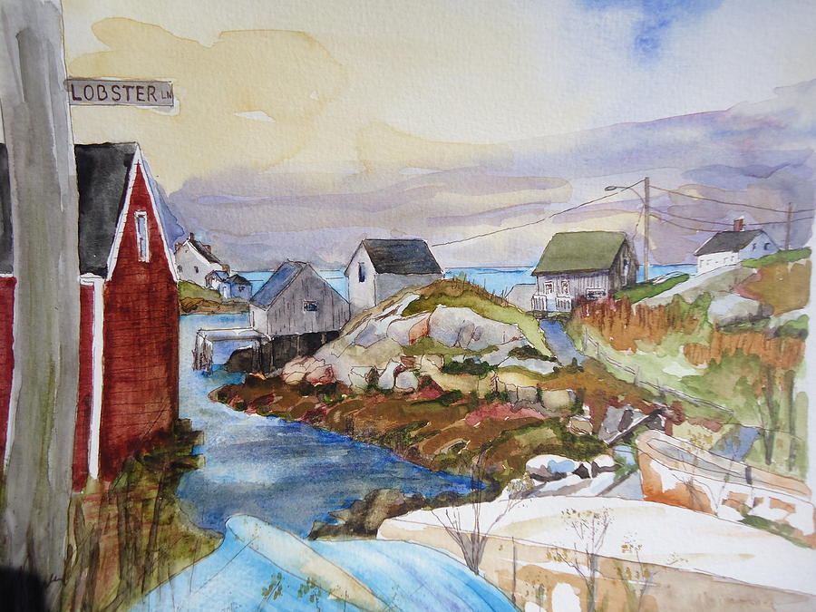 Boat Painting - Village of Pegys Cove by Luz Perez