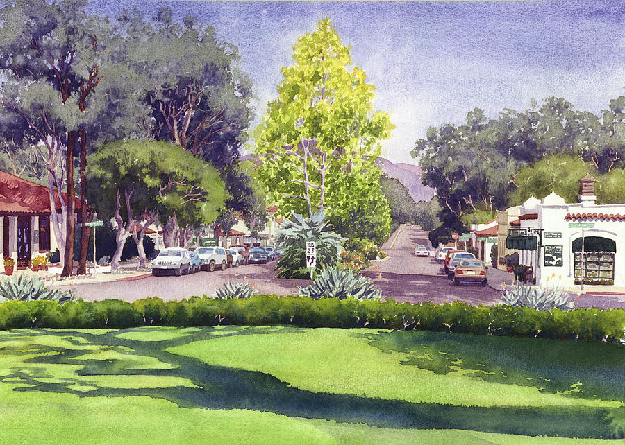 Village of Rancho Santa Fe Painting by Mary Helmreich