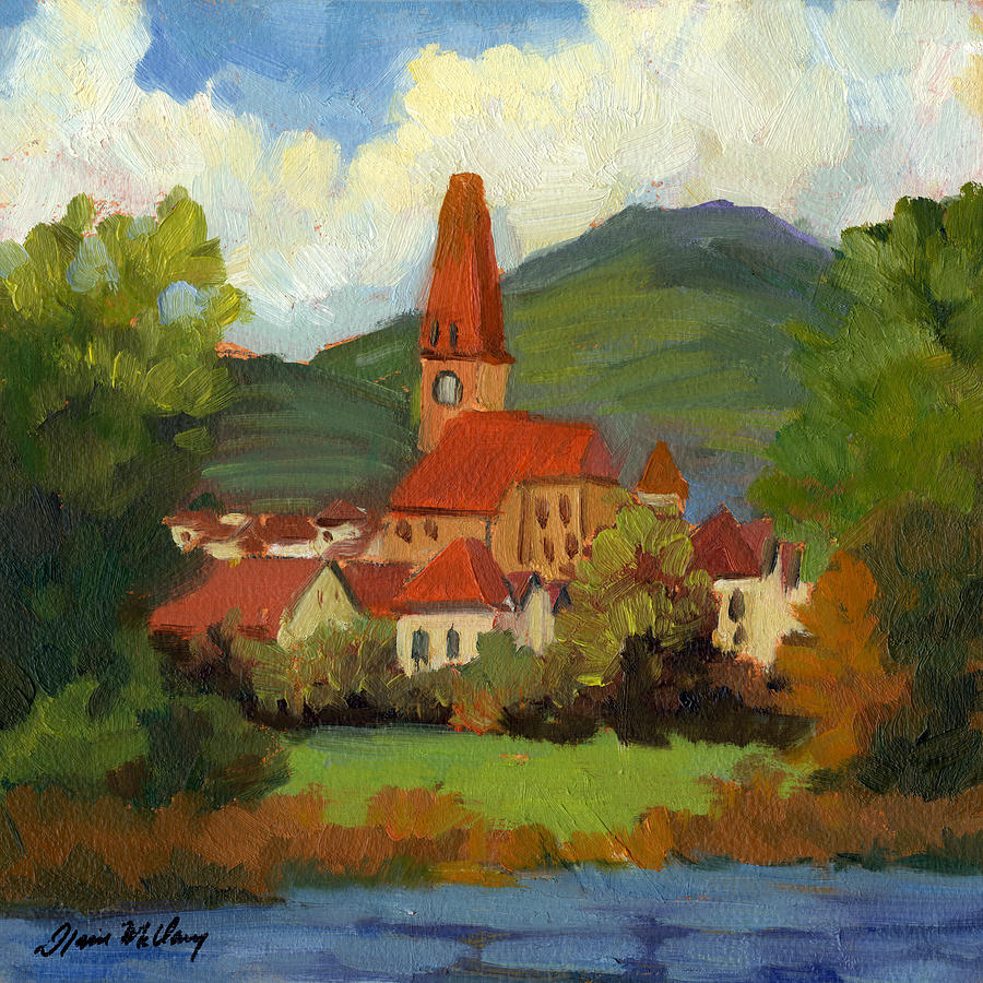 Village on the Danube Painting by Diane McClary