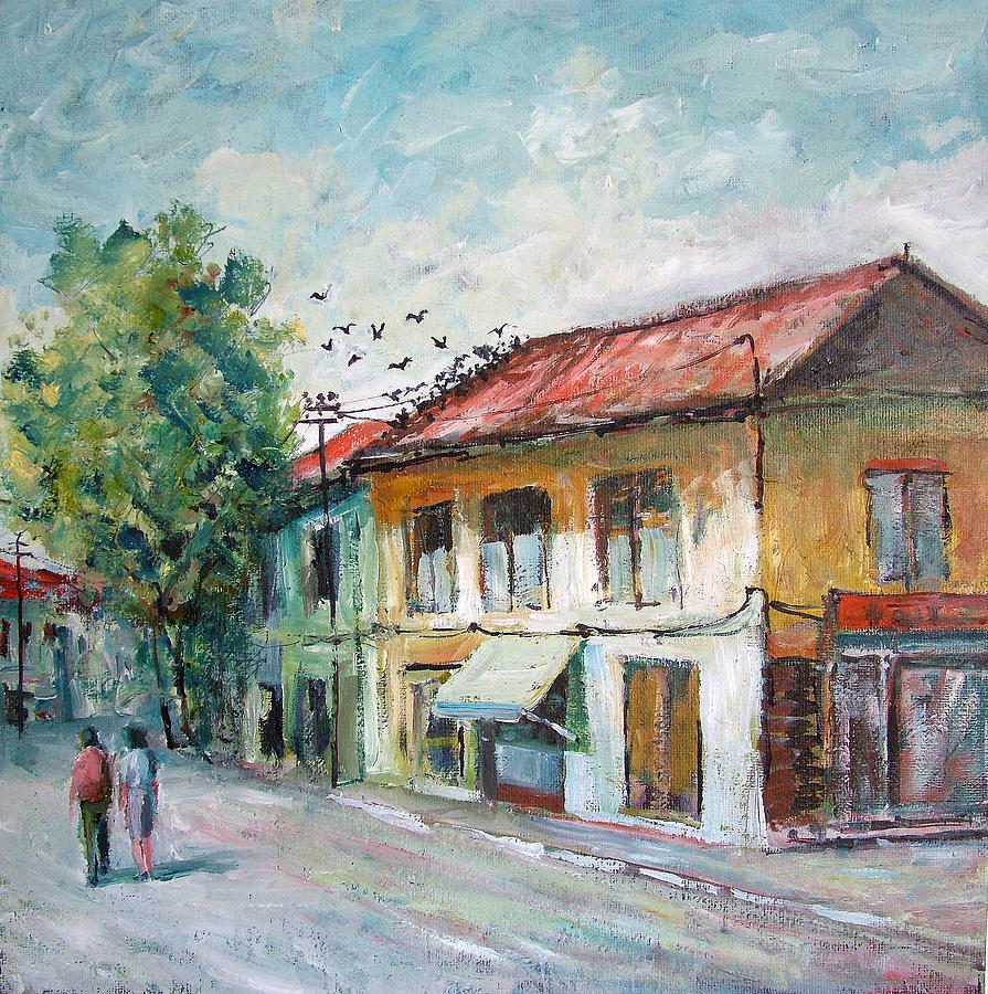 Village Road in the Morning Painting by Faruk Koksal