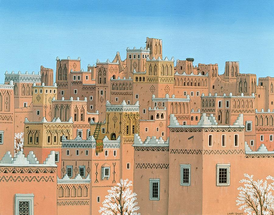 Moroccan Architecture Photograph - Village, Southern Morocco, 1998 Acrylic On Linen by Larry Smart