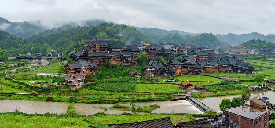 Village With Farmland In Morning Mist Photograph by Keren Su - Fine Art ...