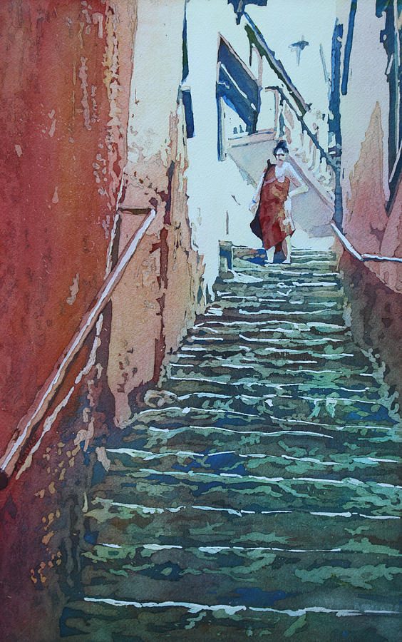 Stairs Painting - Villiage Stairs by Jenny Armitage