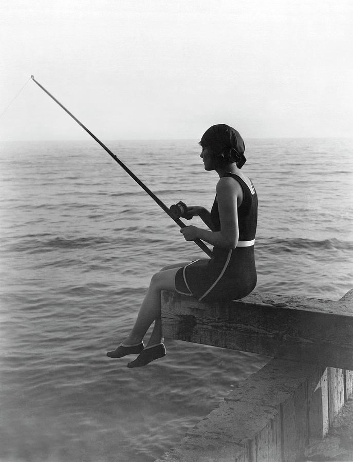 Vilma Banky Fishing Photograph by Underwood Archives