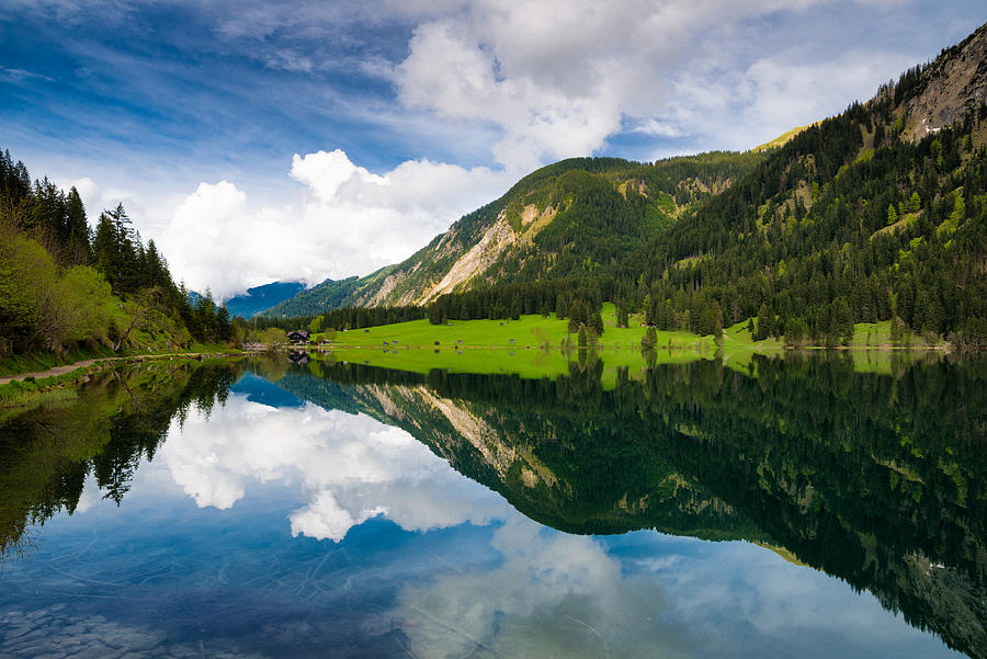 Vilsalpsee water reflection Tannheimer Tal Austria Photograph by Matthias Hauser