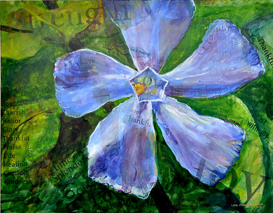 Flowers Still Life Painting - Vinca Joy by Lisa Jaworski